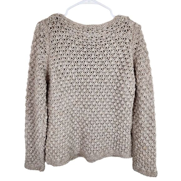 NWT Elsamanda Chunky Knit Alpaca Wool Sweater Boho Semi See Through Tan M - Picture 3 of 9